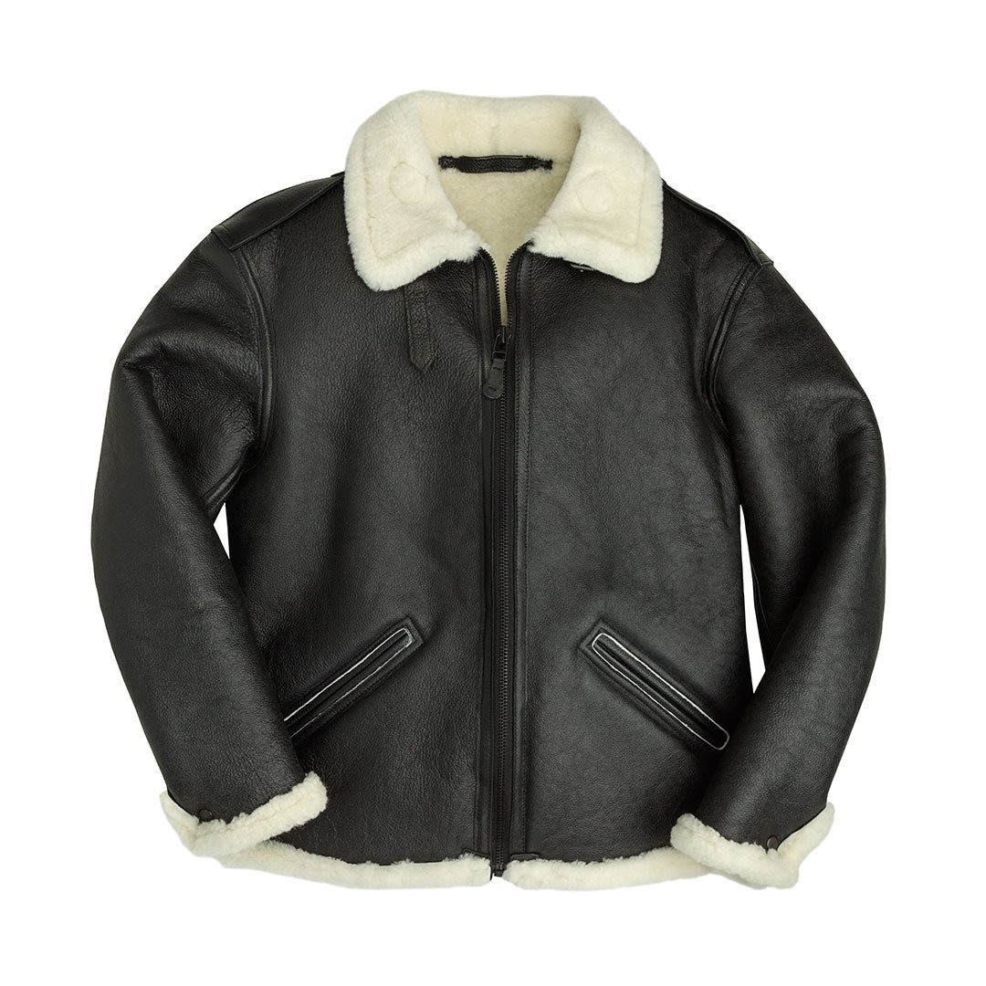 Stay ahead of the fashion curve with the Men's B-6 Black Shearling Leather Jacket. Made from premium black sheepskin leather, this jacket features a soft shearling lining for unbeatable warmth and comfort. Inspired by the classic B-6 aviator style, it’s designed for men who value a balance of rugged functionality and timeless elegance. The sleek black finish adds a modern touch, making it ideal for casual and semi-formal occasions. Its durable leather exterior ensures long-lasting wear, while the plush shearling interior provides insulation during cold weather. Spacious pockets and a tailored fit make this jacket practical yet stylish. Whether you’re heading out for a winter adventure or a casual outing, this black shearling jacket is a versatile addition to your wardrobe.