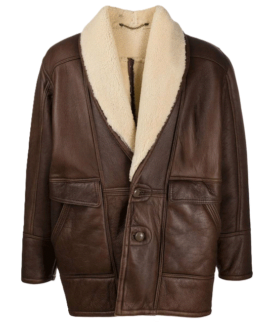 Shop the Men's B3 Vintage Brown Long Shearling Sheepskin Leather Jacket. A luxurious and stylish leather jacket lined with soft shearling, perfect for winter comfort.