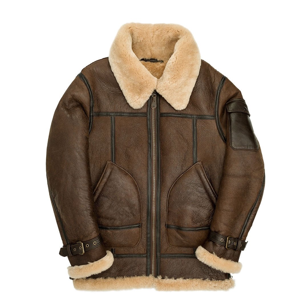 Discover the Men's Super Fortress Sheepskin Brown Shearling Leather Jacket. Stay warm in style with this brown shearling jacket made from premium sheepskin leather.